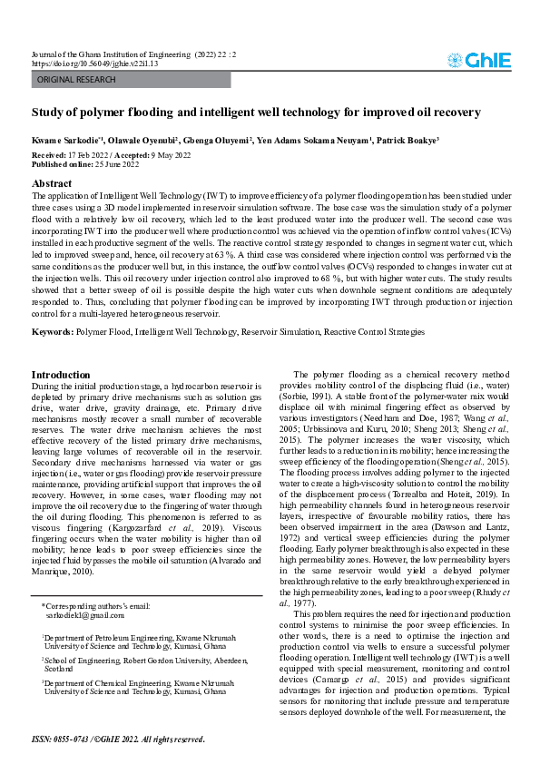(PDF) Study of polymer flooding and intelligent well technology for ...