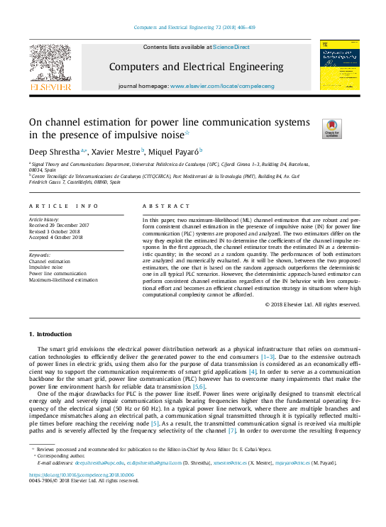 (PDF) On channel estimation for power line communication systems in the ...