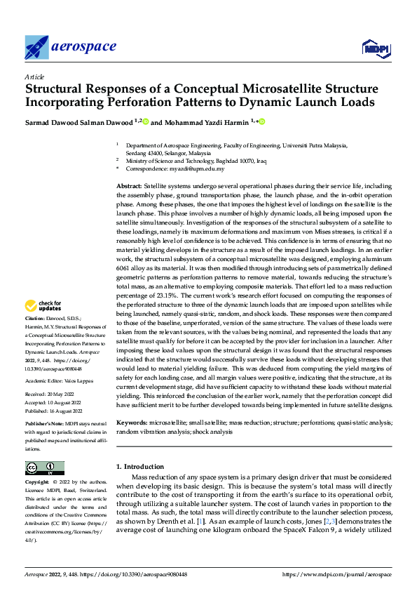 (PDF) Structural Responses of a Conceptual Microsatellite Structure ...