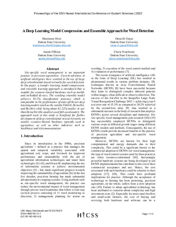 (PDF) A Deep Learning Model Compression and Ensemble Approach for Weed ...