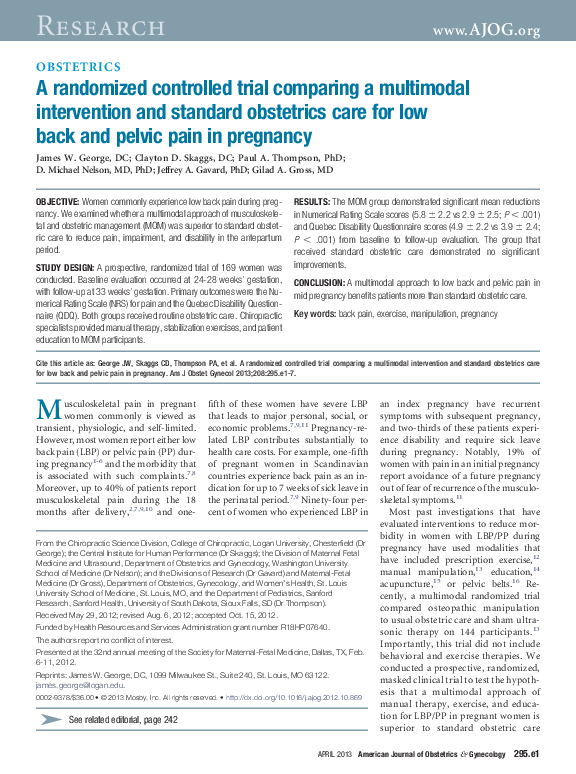 (PDF) A randomized controlled trial comparing a multimodal intervention ...