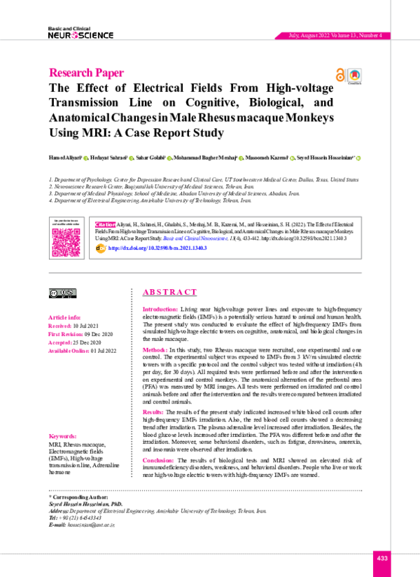 (PDF) Research Paper The Effect of Electrical Fields From High-voltage ...