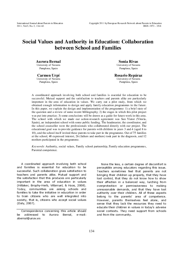 (PDF) Social values and authority in education: collaboration between ...