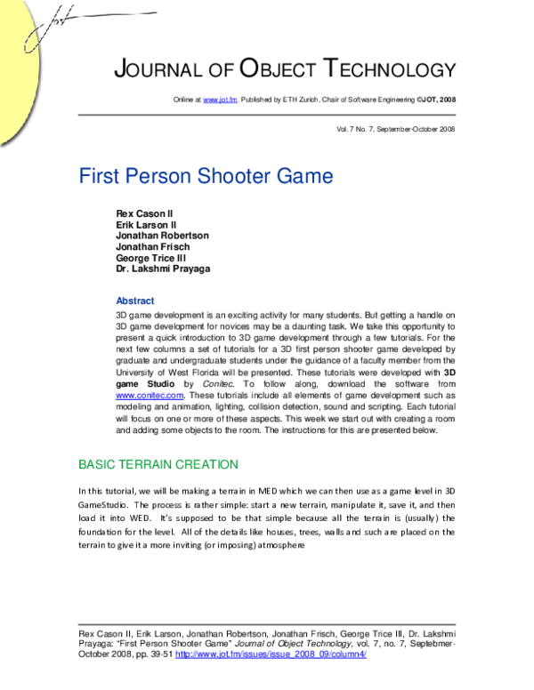 (PDF) First Person Shooter Game