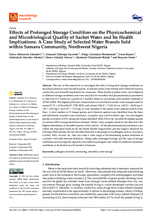 (PDF) Effects of Prolonged Storage Condition on the Physicochemical and ...