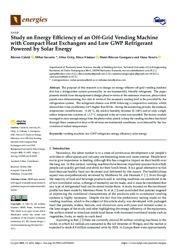 (PDF) Study on Energy Efficiency of an Off-Grid Vending Machine with ...