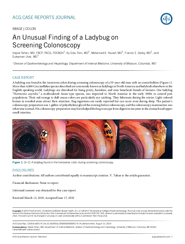 (PDF) An Unusual Finding of a Ladybug on Screening Colonoscopy