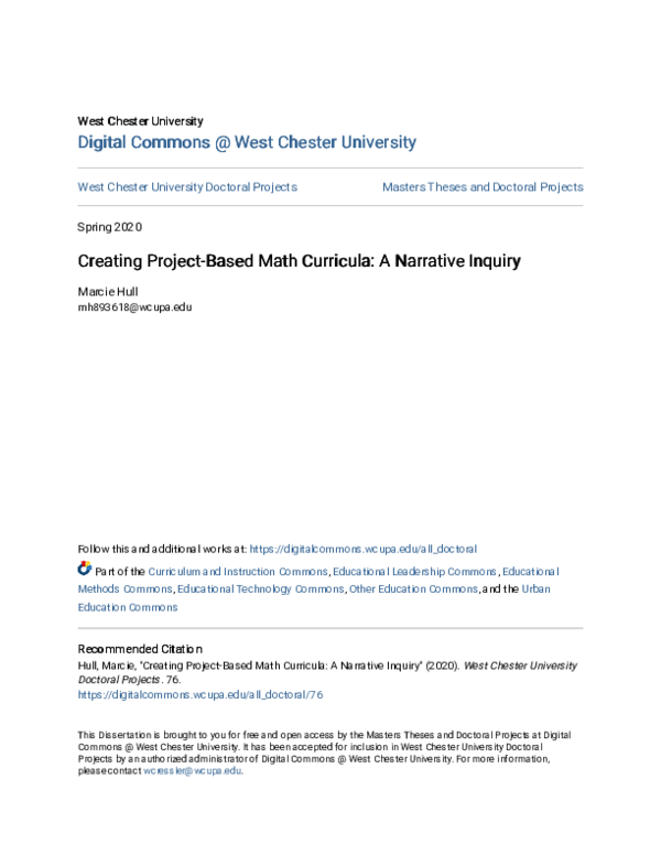 (PDF) Creating Project-Based Math Curricula: A Narrative Inquiry