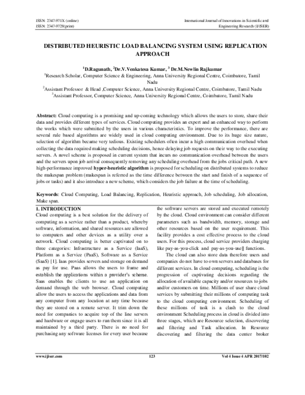 (PDF) Distributed Heuristic Load Balancing System Using Replication ...