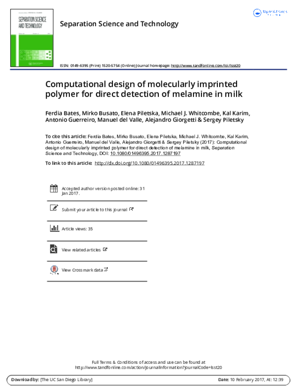 (PDF) Computational Design of Molecularly Imprinted Polymers