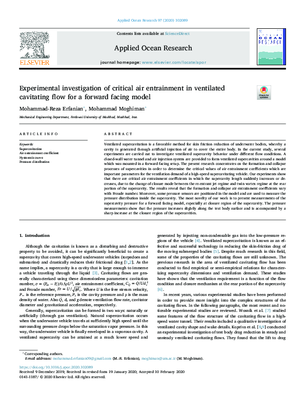 Pdf Experimental Investigation Of Critical Air Entrainment In
