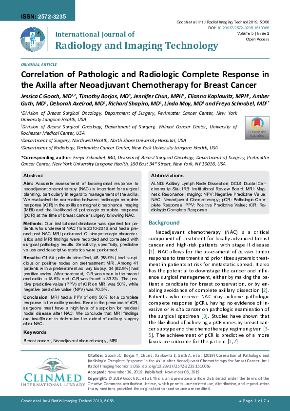 (PDF) Correlation of pathologic and radiologic complete response in the ...