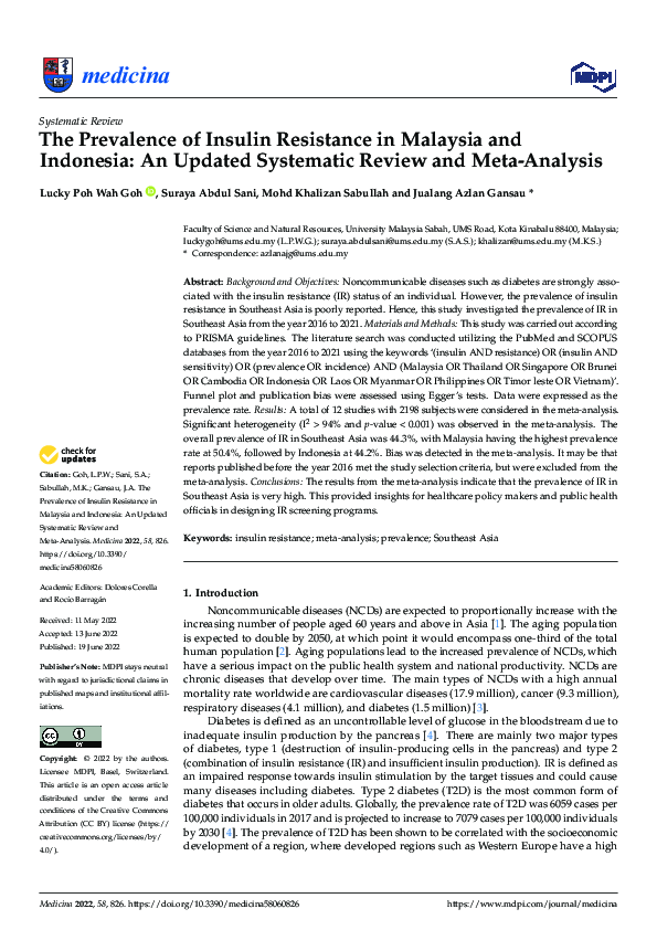 (PDF) The Prevalence of Insulin Resistance in Malaysia and Indonesia ...