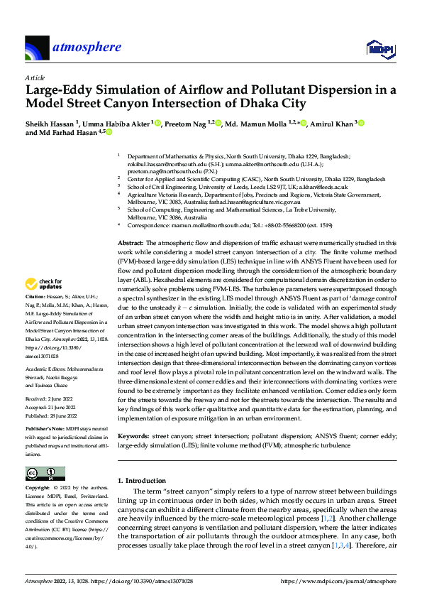 (PDF) Large-Eddy Simulation of Airflow and Pollutant Dispersion in a ...