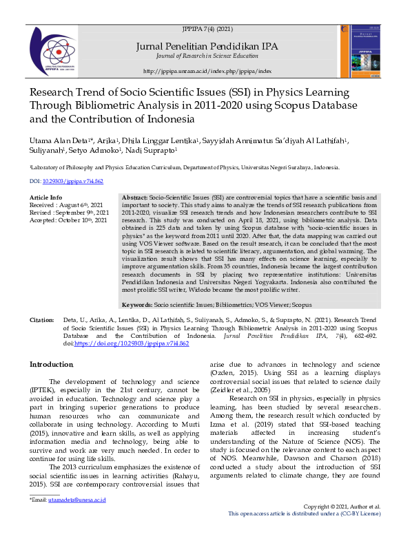 (PDF) Research Trend of Socio Scientific Issues (SSI) in Physics ...
