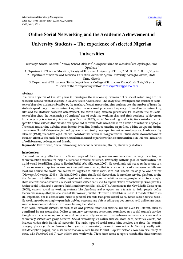 (PDF) Online Social Networking and the Academic Achievement of ...