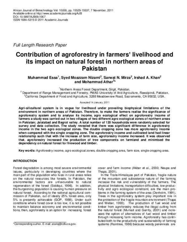 (PDF) Contribution of agroforestry in farmers’ livelihood and its ...