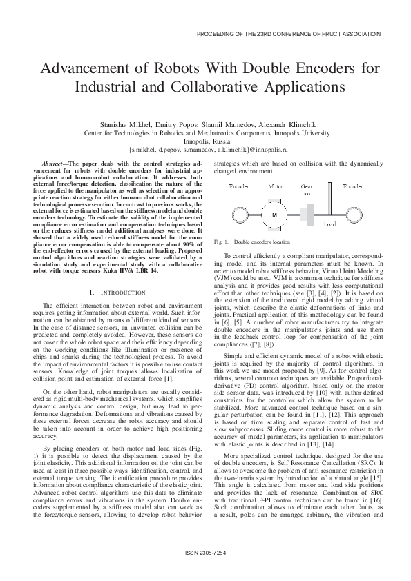 (PDF) Advancement of Robots With Double Encoders for Industrial and ...