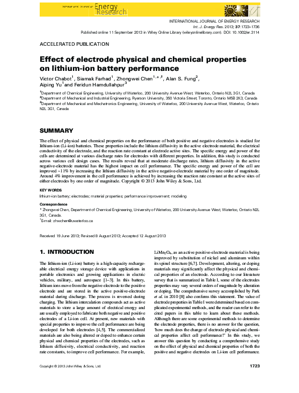 (PDF) Effect of electrode physical and chemical properties on lithium ...