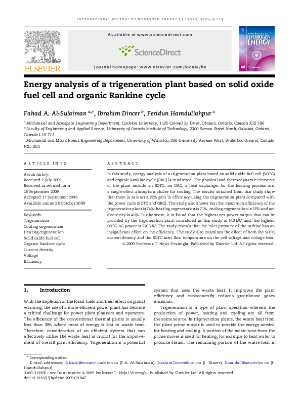 (PDF) Energy analysis of a trigeneration plant based on solid oxide ...