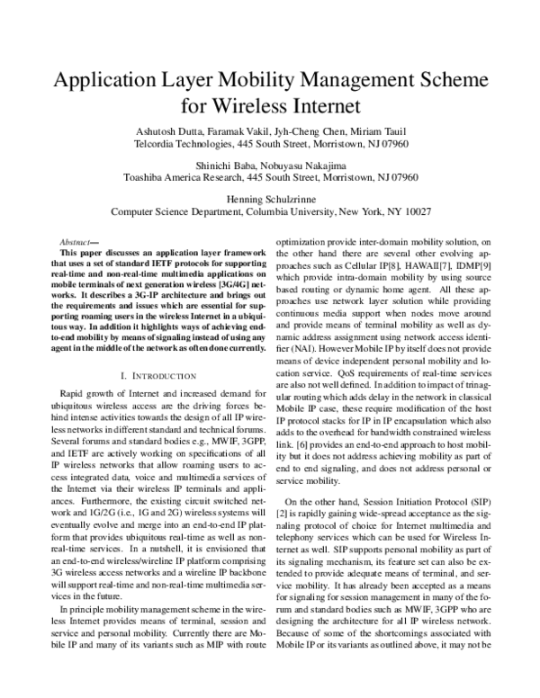 (PDF) Application layer mobility management scheme for wireless Internet
