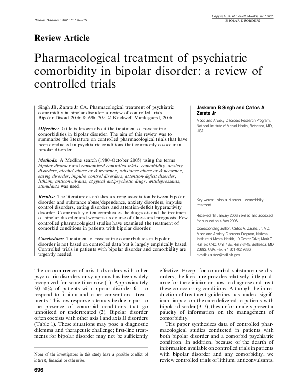 (PDF) Pharmacological treatment of psychiatric comorbidity in bipolar ...