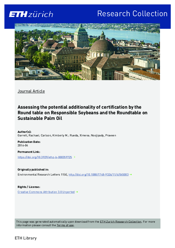 (PDF) Assessing the potential additionality of certification by the ...