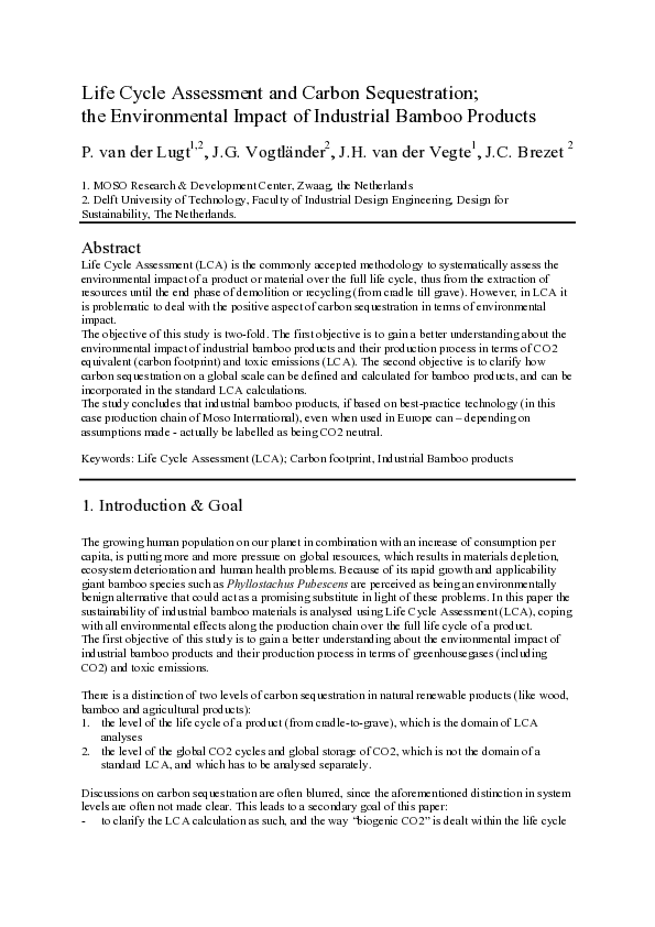 (PDF) Life Cycle Assessment and Carbon Sequestration