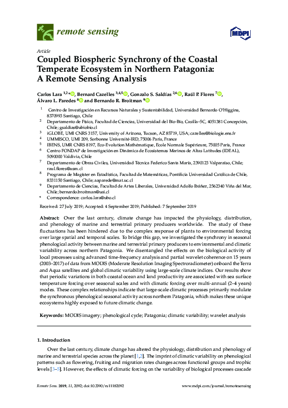 (PDF) Coupled Biospheric Synchrony of the Coastal Temperate Ecosystem ...