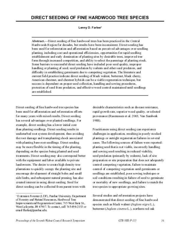 (PDF) Direct seeding of fine hardwood tree species Lenny Farlee