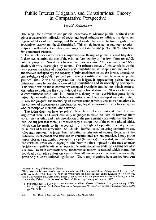 (PDF) Public Interest Litigation and Constitutional Theory in ...
