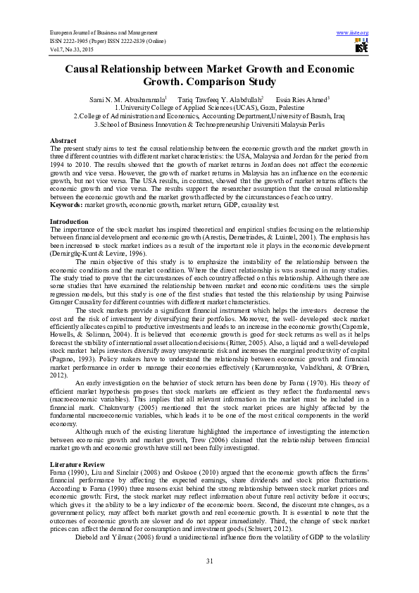 (PDF) Causal Relationship between Market Growth and Economic Growth ...