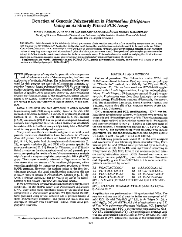 (PDF) Detection of Genomic Polymorphism in Plasmodium falciparum Using ...