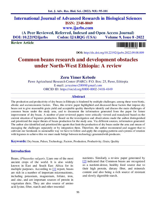 (PDF) Common beans research and development obstacles under North-West ...