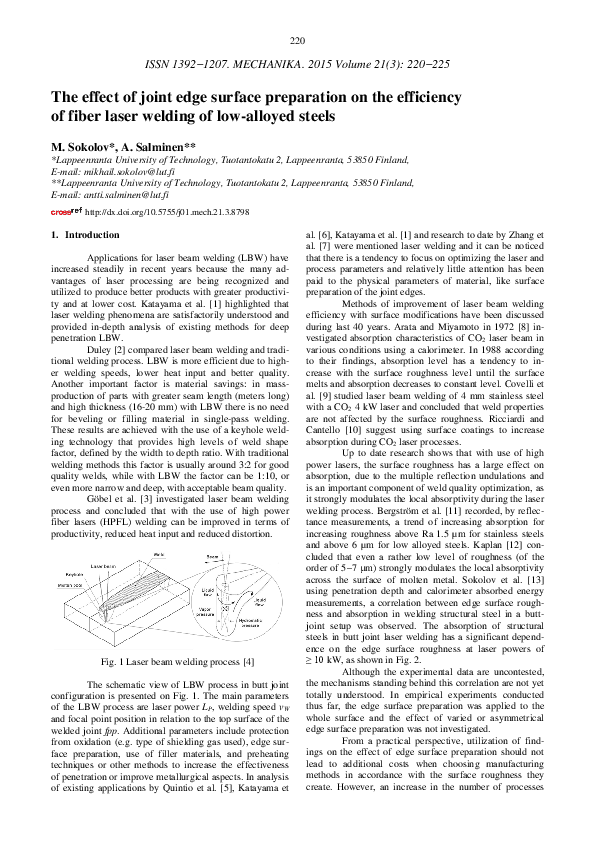 (PDF) The effect of joint edge surface preparation on the efficiency of ...
