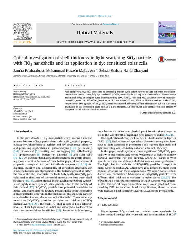 (PDF) Optical investigation of shell thickness in light scattering SiO2 ...