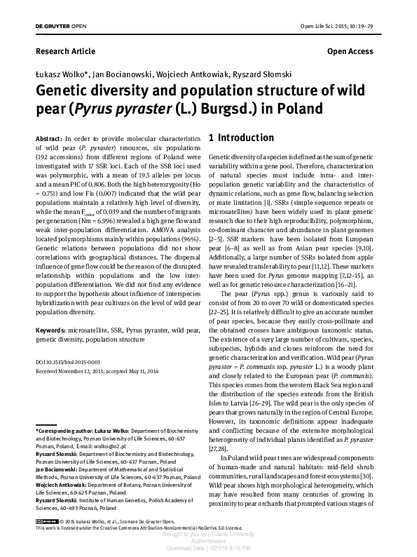(PDF) Genetic diversity and population structure of Guinea yams and ...