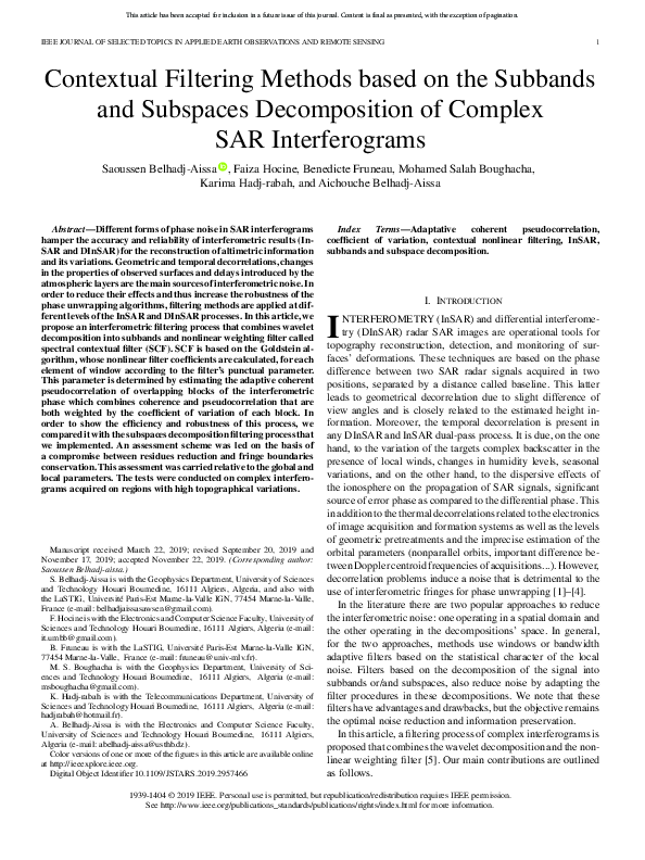 (PDF) Contextual Filtering Methods based on the Subbands and Subspaces ...