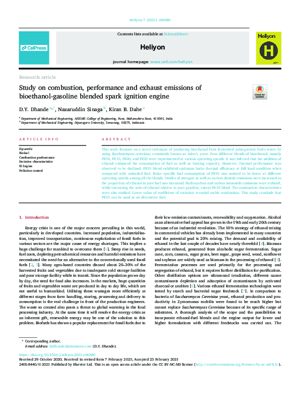 (PDF) Study on combustion, performance and exhaust emissions of ...