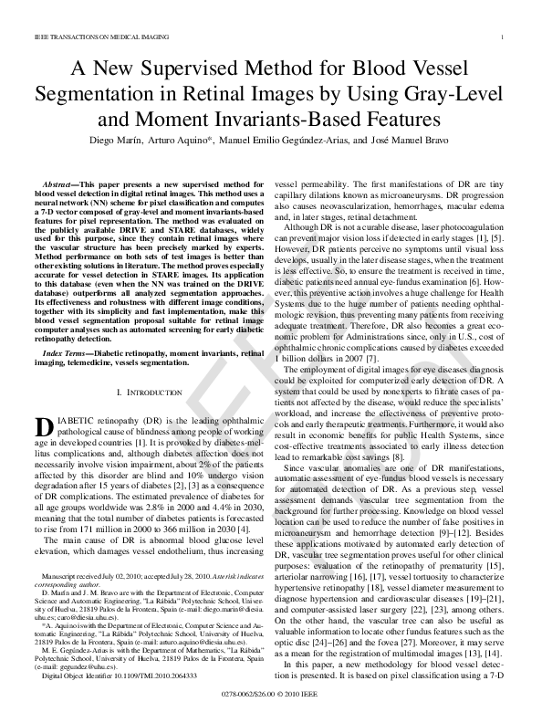 (PDF) A New Supervised Method for Blood Vessel Segmentation in Retinal ...