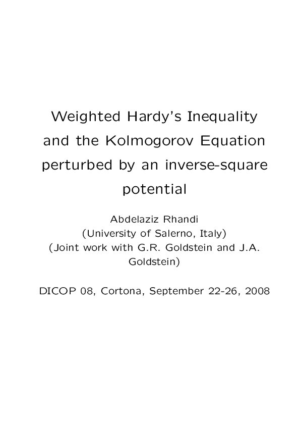 (PDF) Weighted Hardy's inequality and the Kolmogorov equation perturbed ...