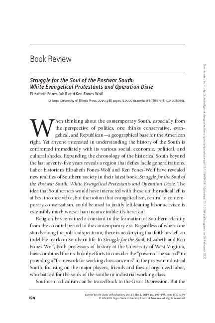 (PDF) Struggle for the Soul of the Postwar South: White Evangelical ...
