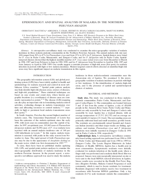 (PDF) Epidemiology and Spatial Analysis of Malaria in the Northern ...