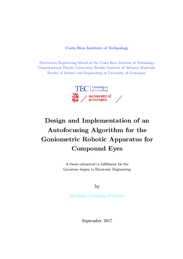 (PDF) Design and Implementation of an Autofocusing Algorithm for the ...