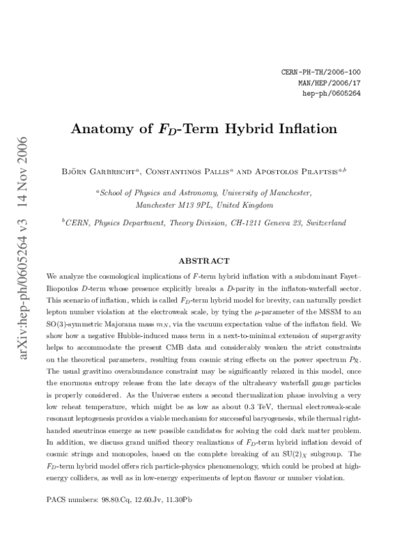 (PDF) Anatomy ofFD-term hybrid inflation