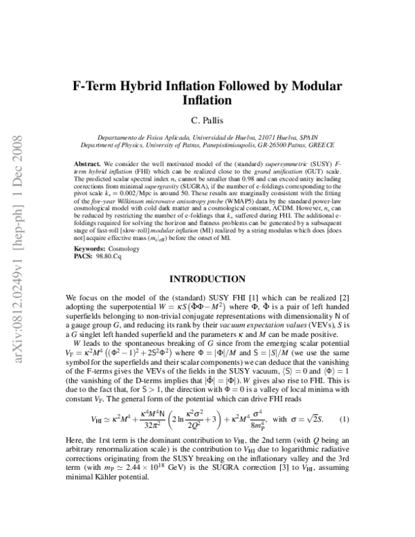 (PDF) F-Term Hybrid Inflation Followed by Modular Inflation ...
