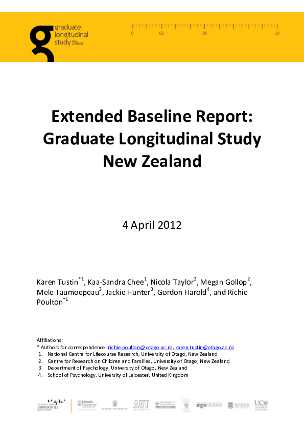 (PDF) Extended baseline report: Graduate Longitudinal Study New Zealand