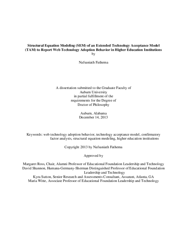 (PDF) Structural Equation Modeling (SEM) of an Extended Technology ...