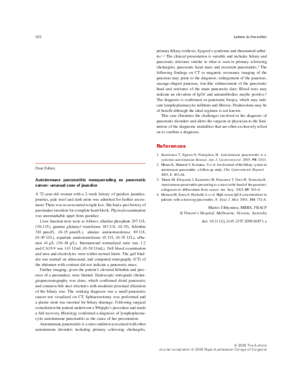 (PDF) Autoimmune pancreatitis masquerading as pancreatic cancer ...