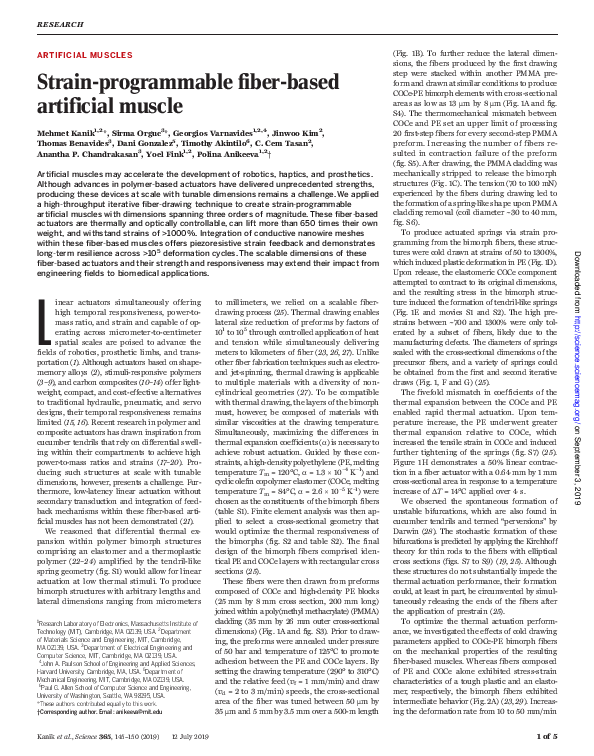 (PDF) Strain-programmable fiber-based artificial muscle